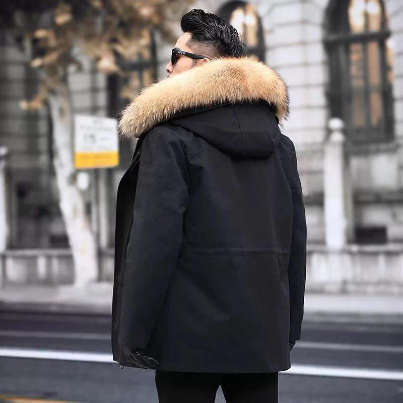 Mid-Length Faux Fur Raccoon Fur Liner Thick Coat