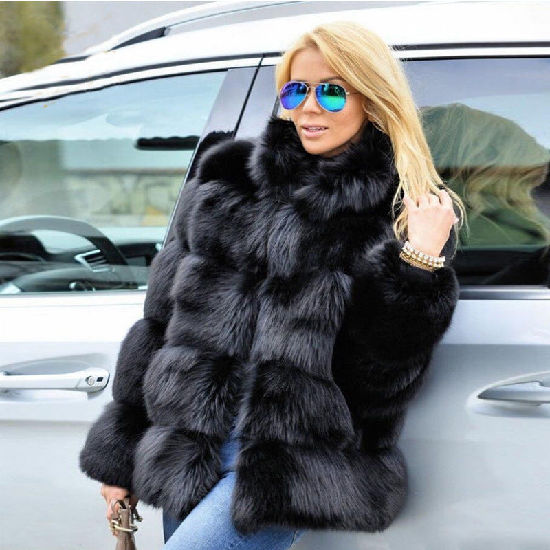 Faux fox fur coat