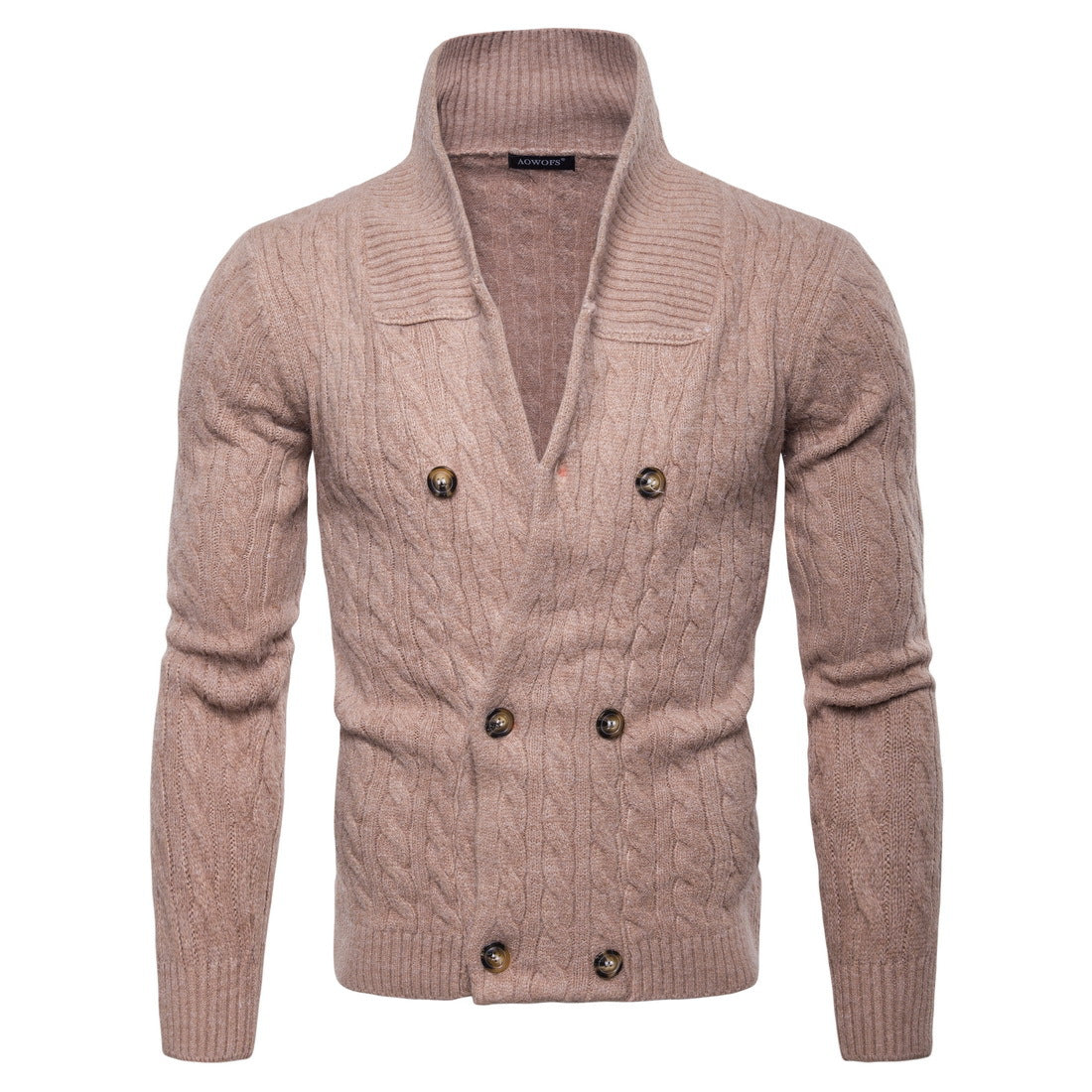 Solid color thick knitted cardigan