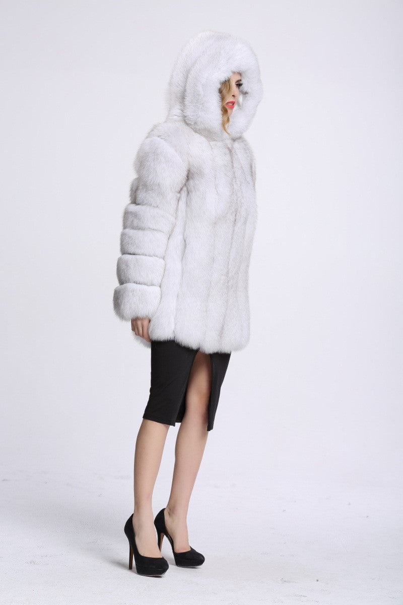 Faux fox fur coat