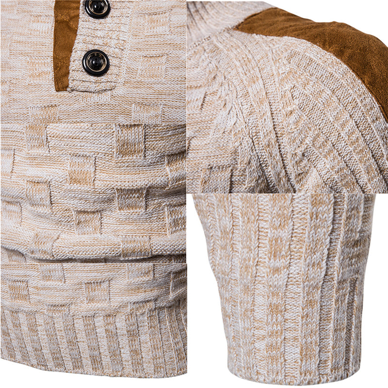 Suede thick-knit sweater sweater