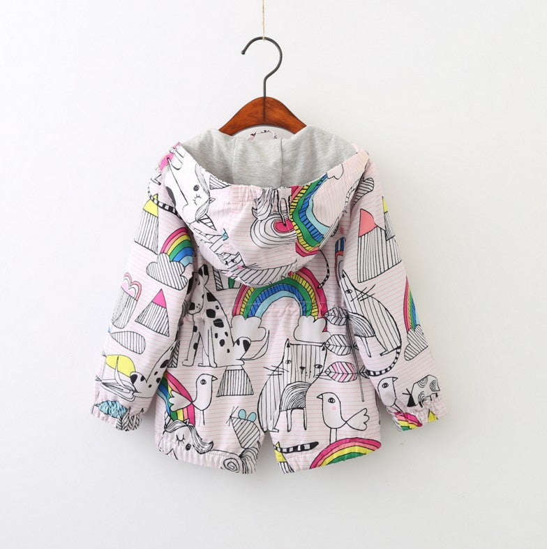 Printed rainbow cardigan trench coat