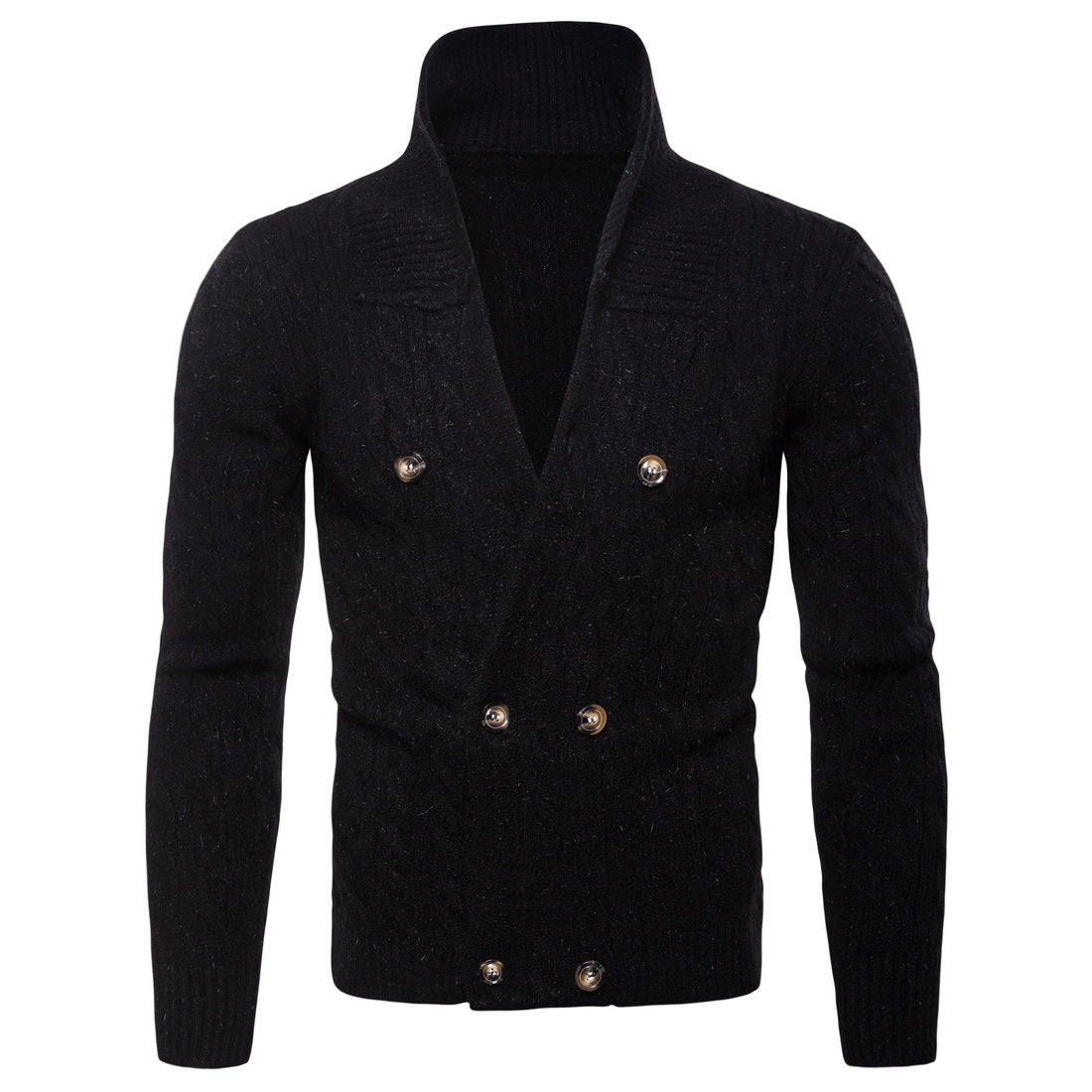 Solid color thick knitted cardigan