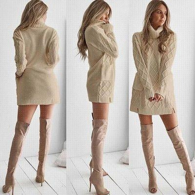 Women Winter Knitted Dress Long Sweater Blouse