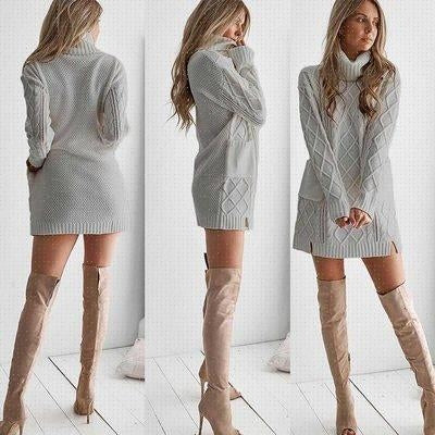 Women Winter Knitted Dress Long Sweater Blouse