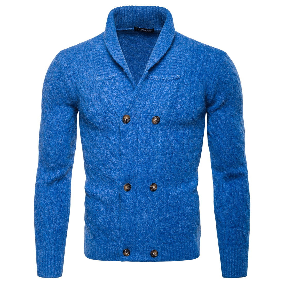 Solid color thick knitted cardigan