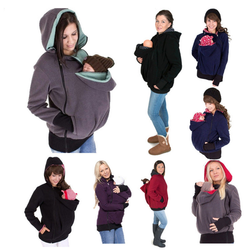 Autumn And Winter Models Three-In-One Multifunctional Mother Kangaroo Sweater Jacket Women