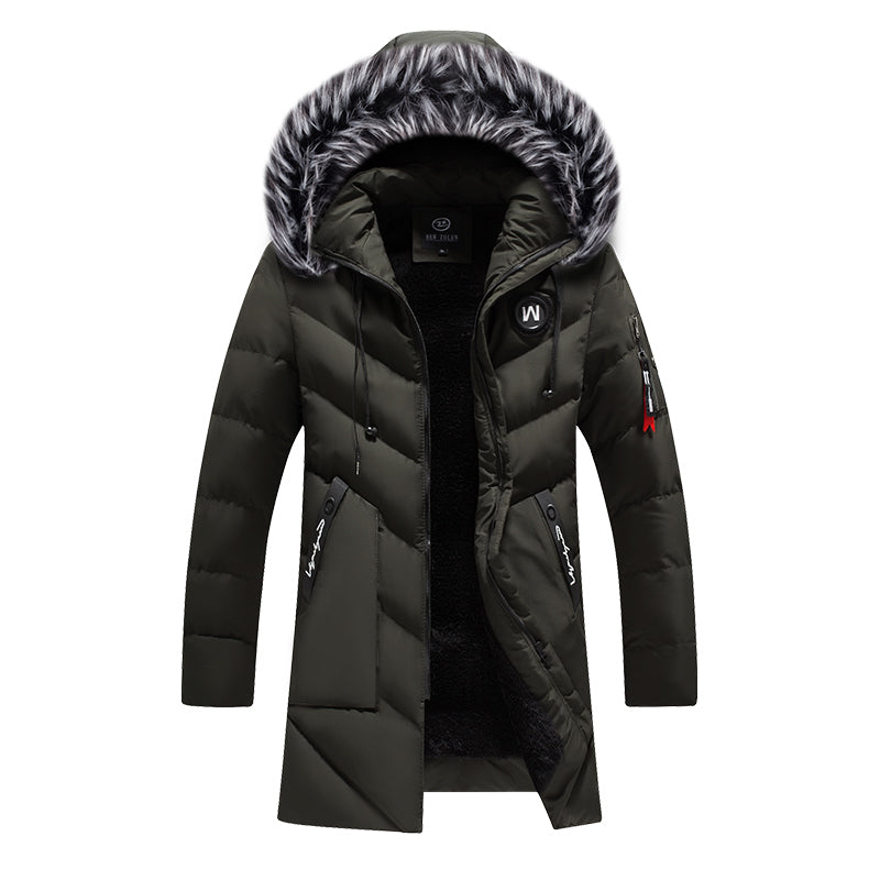 Men's fur collar hooded down jacket