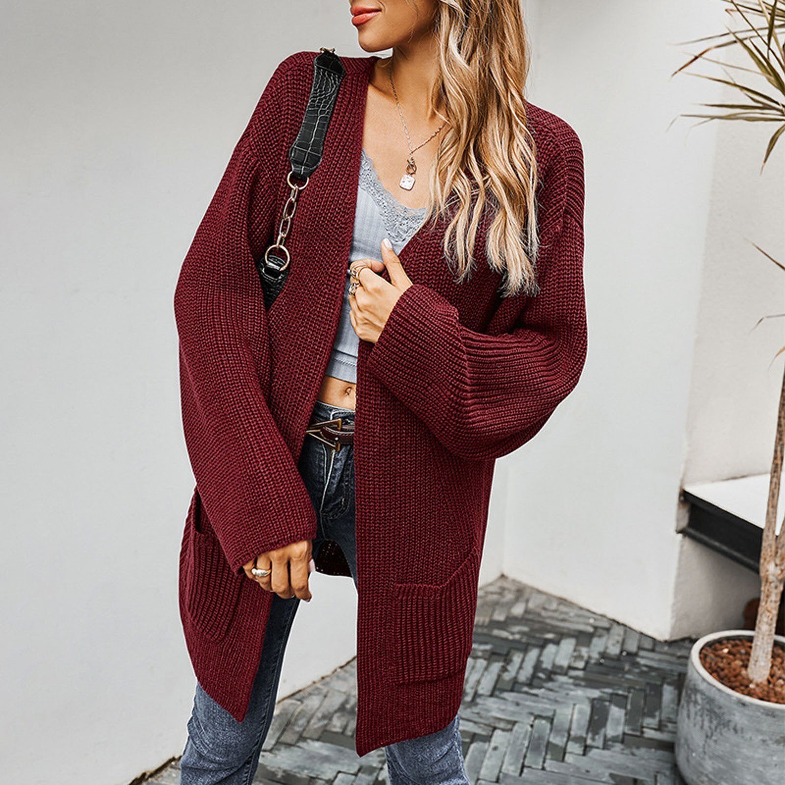 Women's thick cardigan sweater