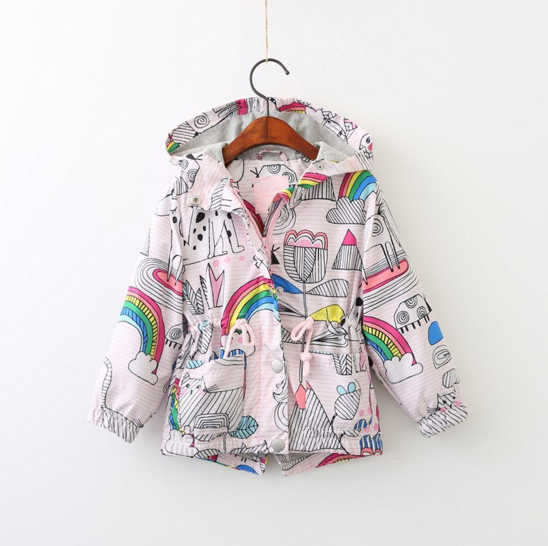 Printed rainbow cardigan trench coat