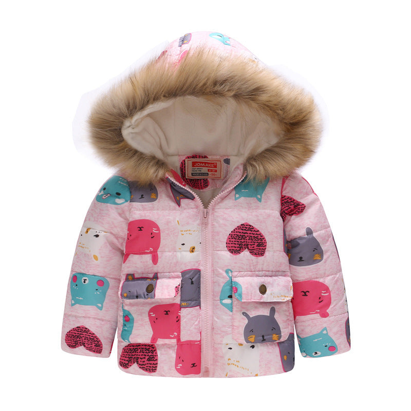 Printed hooded padded children's coat