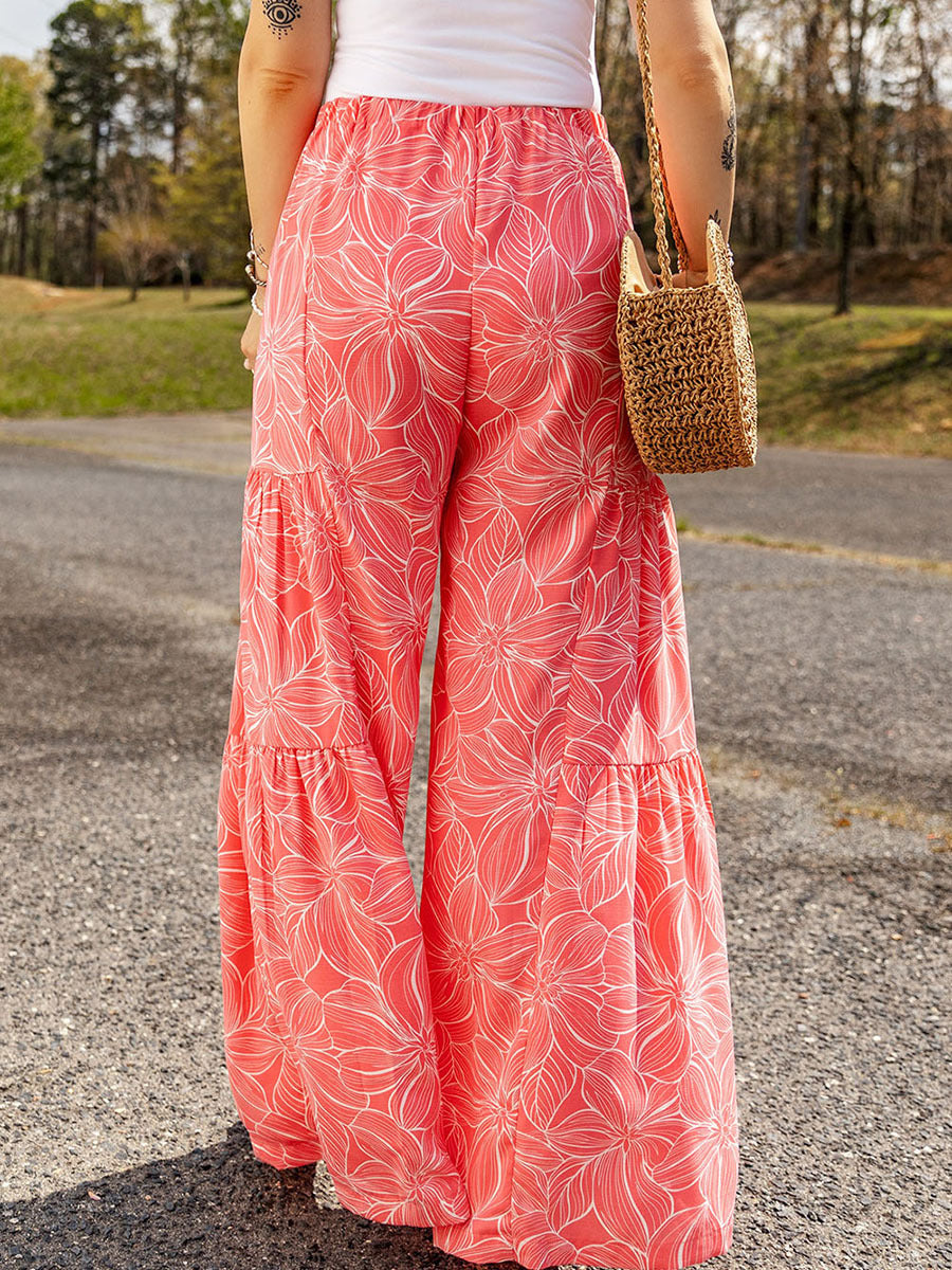 Women's Bohemian Style Summer Lace-up Wide-leg Pants