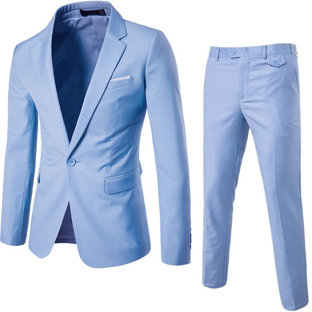 Men Blazers Set Wedding 3 Pieces Elegant 2 Suit