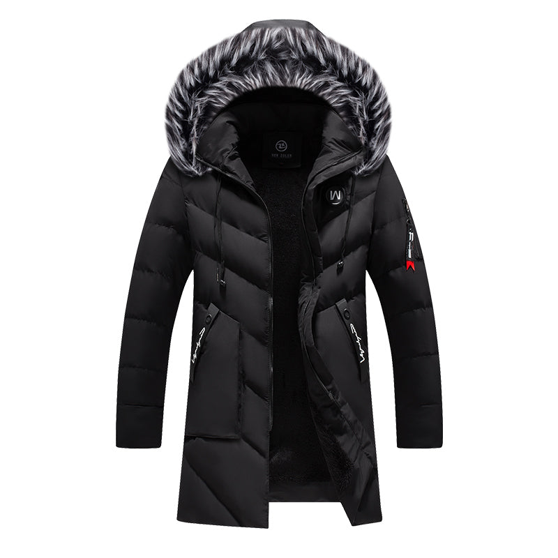 Men's fur collar hooded down jacket