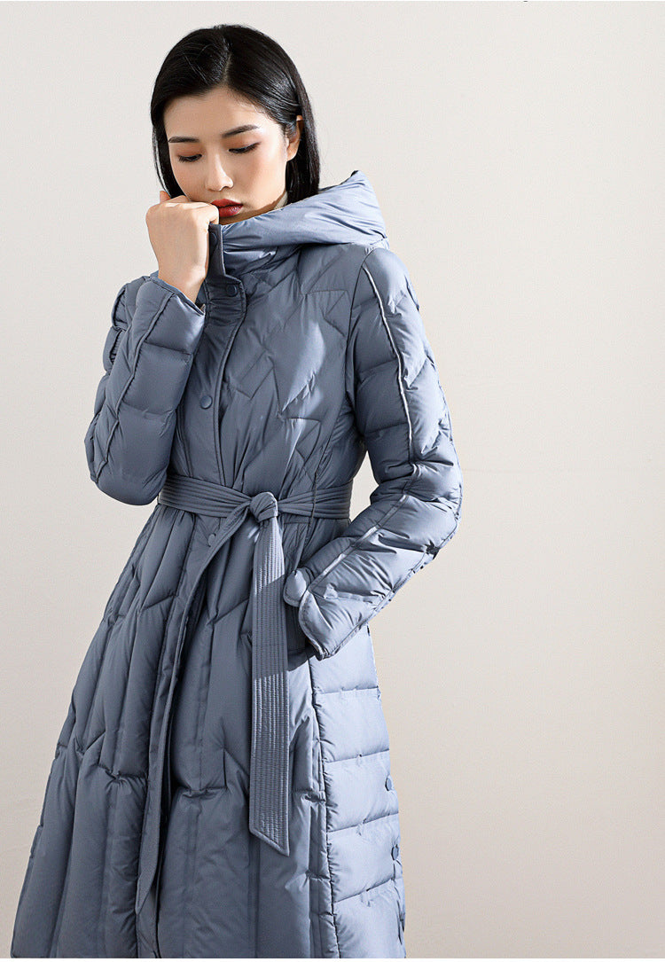 Long seamless down jacket over the knee women