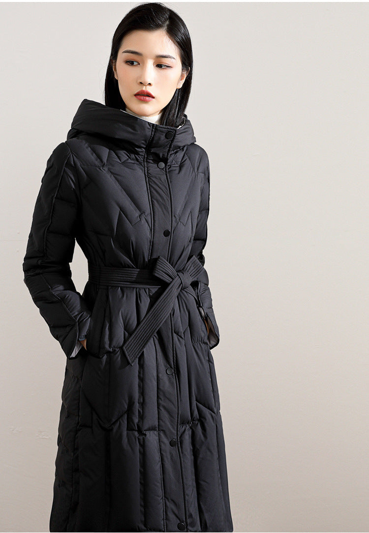 Long seamless down jacket over the knee women