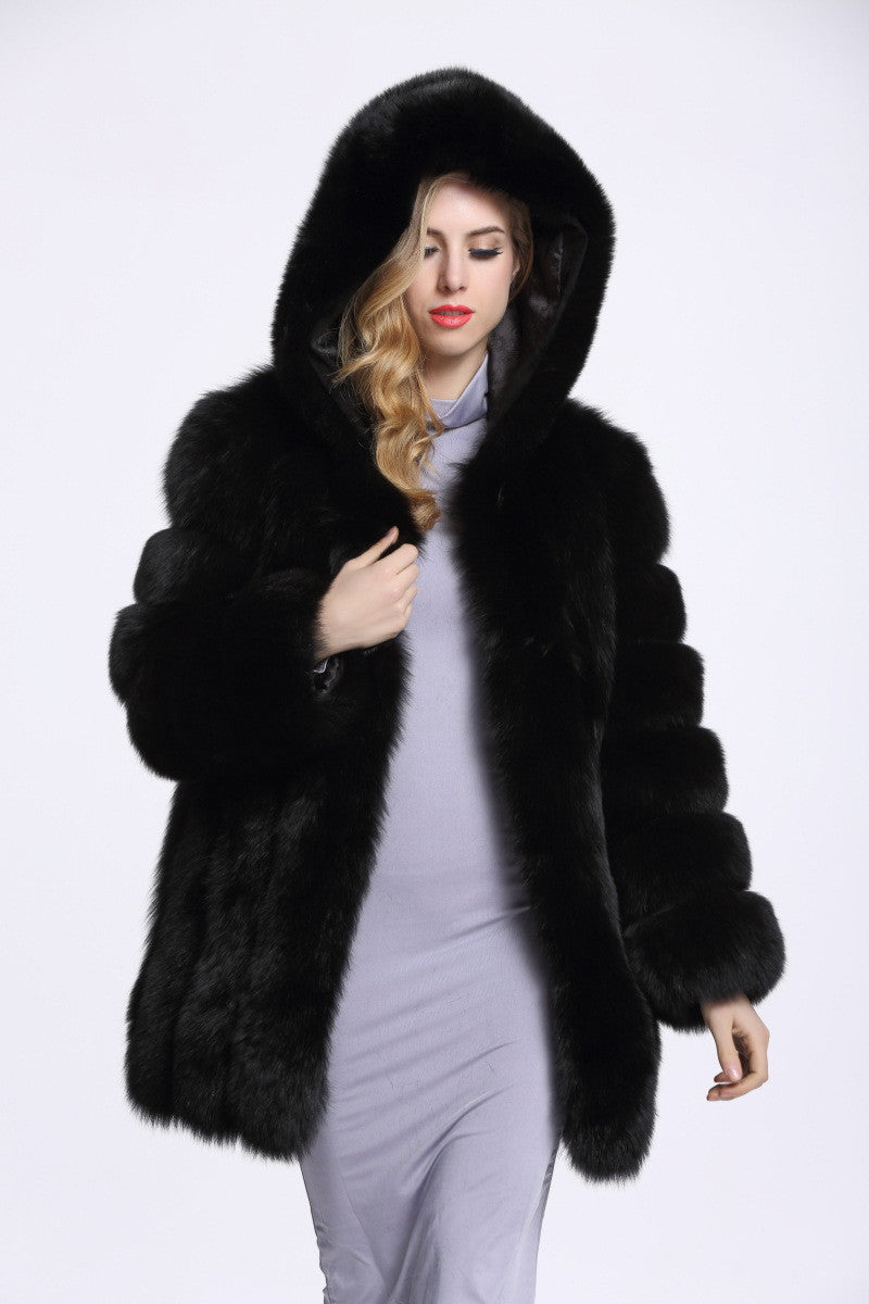 Faux fox fur coat