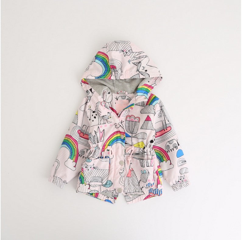 Printed rainbow cardigan trench coat