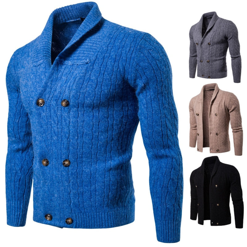 Solid color thick knitted cardigan