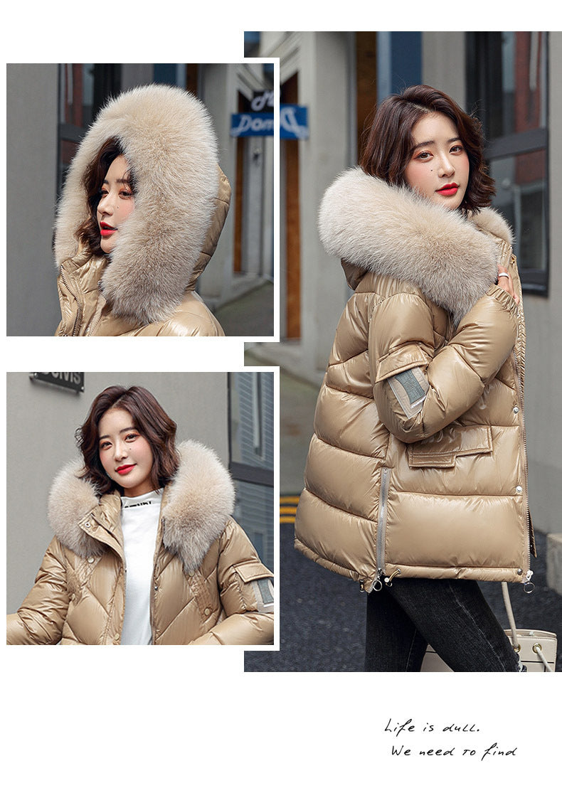 Winter Glossy Short  Women Korean Style Loose Student Cotton  Women's Bread Jacket