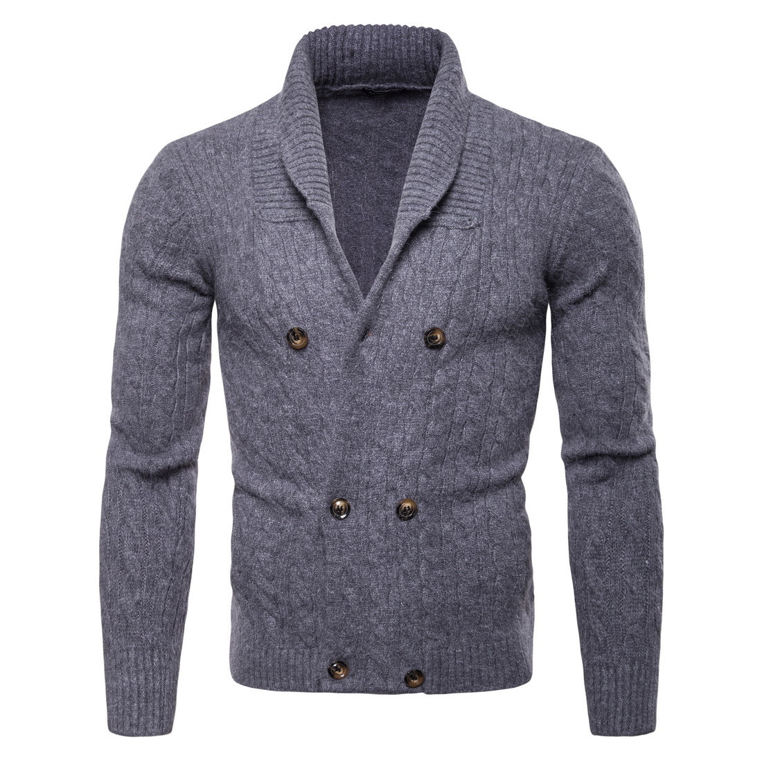 Solid color thick knitted cardigan