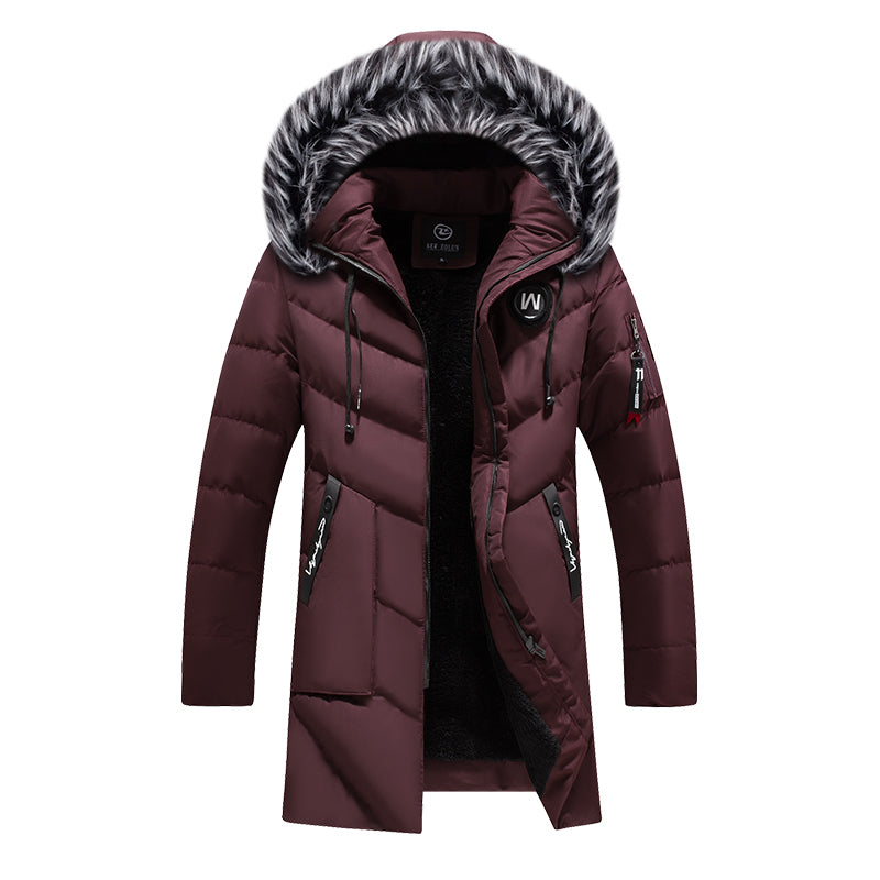 Men's fur collar hooded down jacket