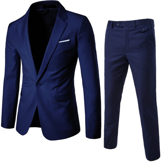 Men Blazers Set Wedding 3 Pieces Elegant 2 Suit