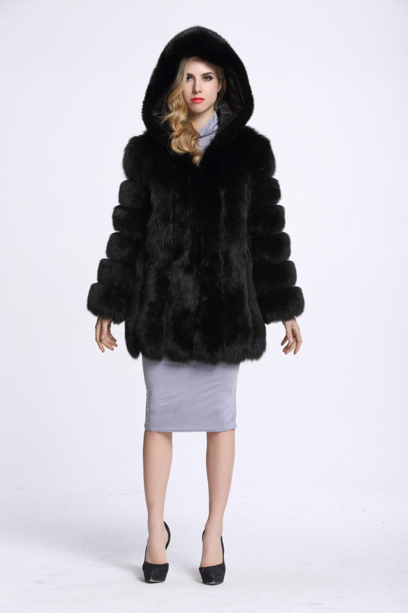 Faux fox fur coat