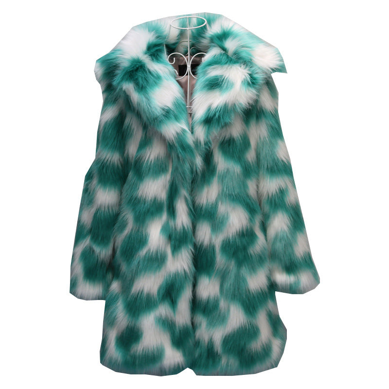 Women's New Mid-Length Fox Fur Faux Fur Coat