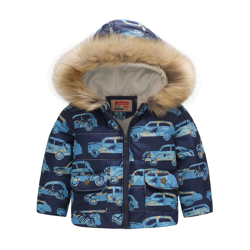 Printed hooded padded children's coat