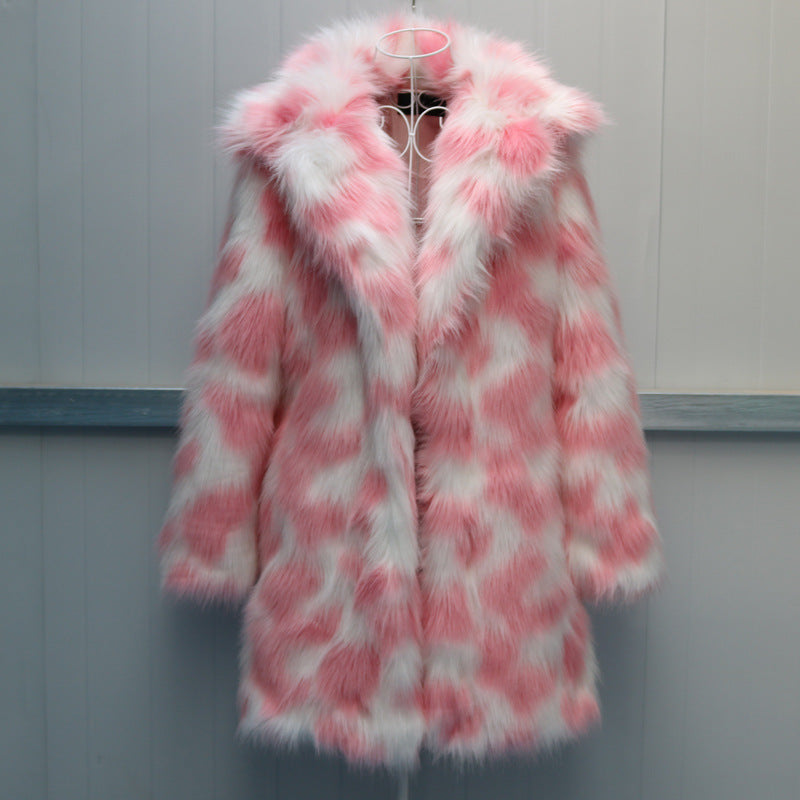 Women's New Mid-Length Fox Fur Faux Fur Coat