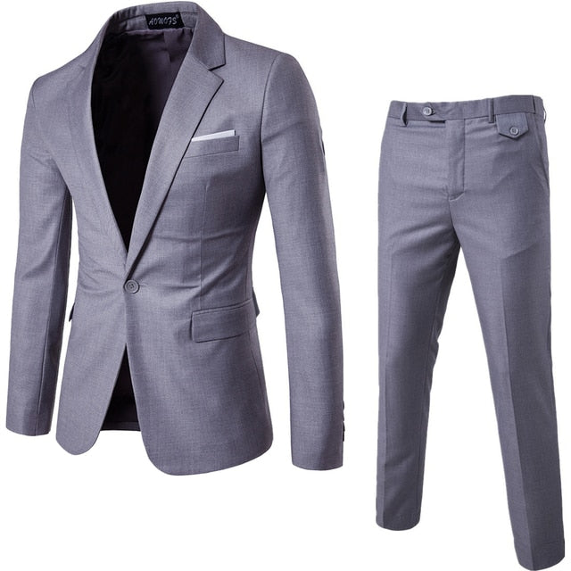 Men Blazers Set Wedding 3 Pieces Elegant 2 Suit