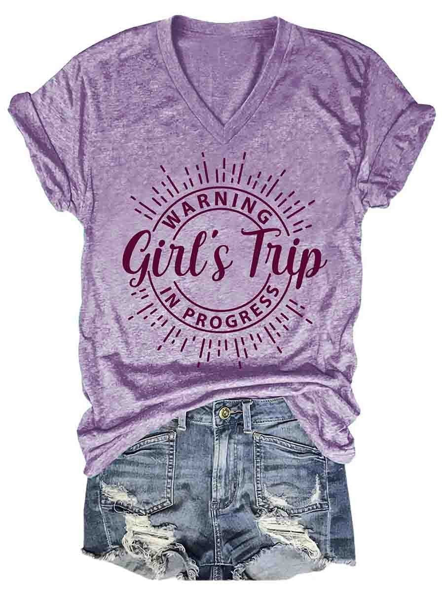 Girl's Trip Warning V-Neck Tee