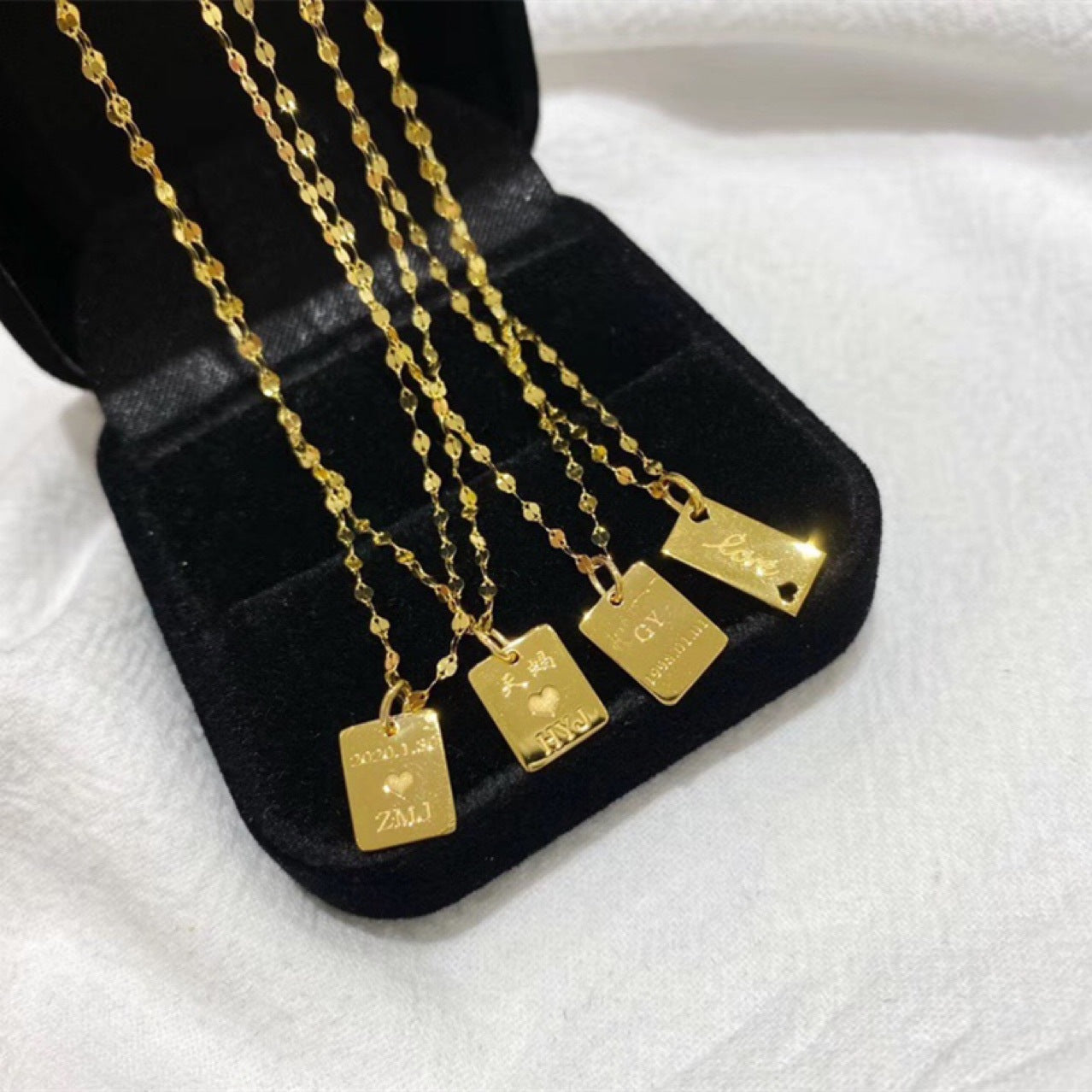 Women's Fashion Gold Square Pendant Necklace