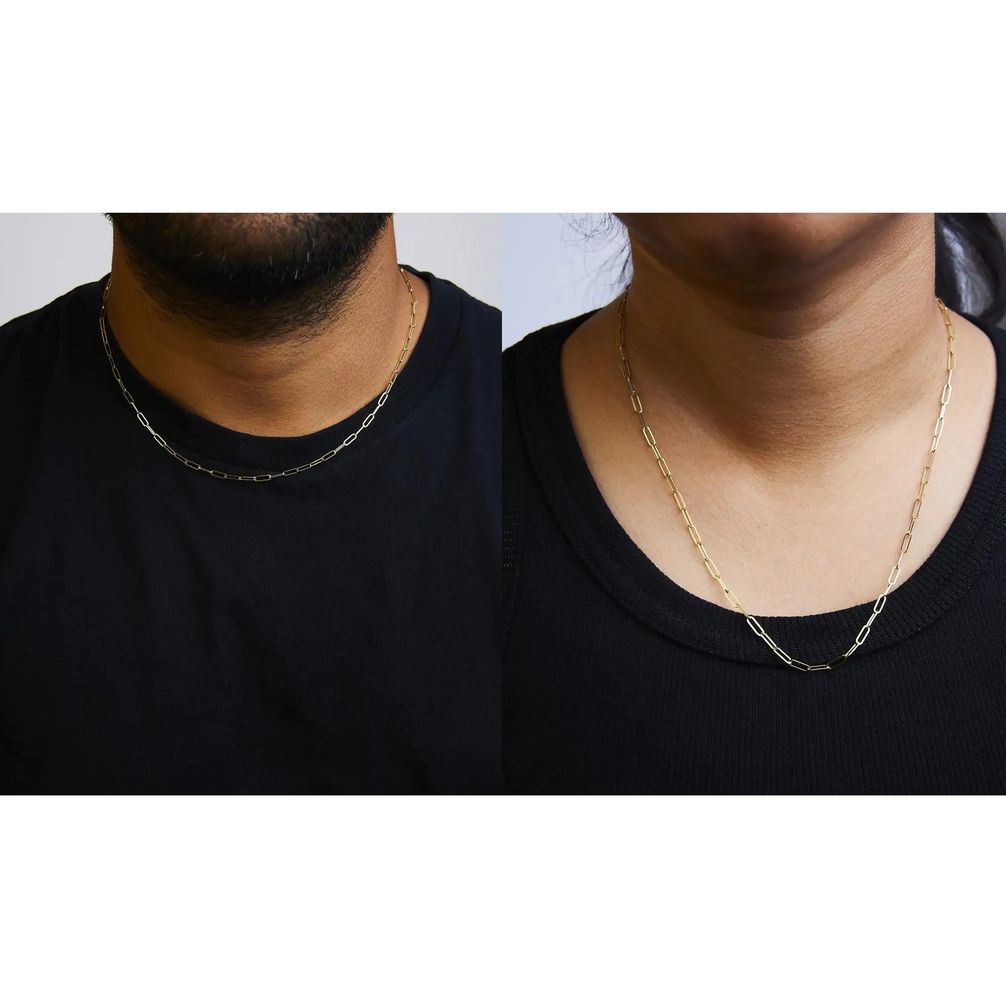 Unisex Solid 14K Gold 2.5mm Paperclip Chain Necklace