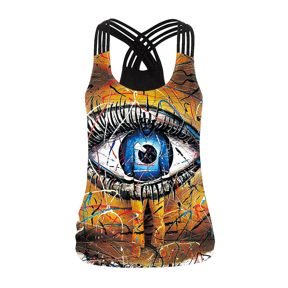 Women's Sexy Big Lips Gold Powder Digital Printed Camisole