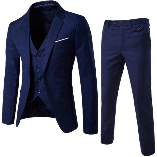 Men Blazers Set Wedding 3 Pieces Elegant 2 Suit