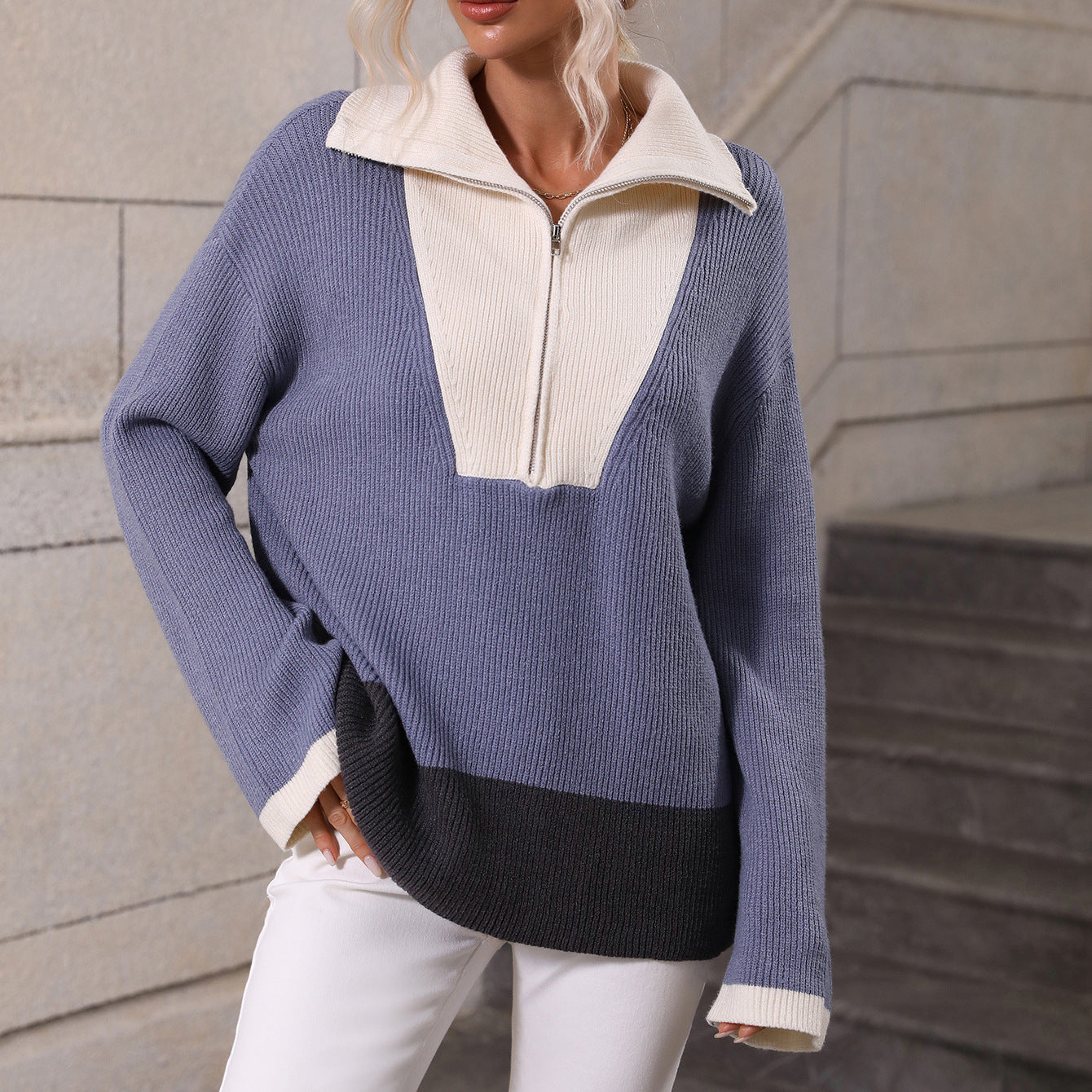 European And American Comfortable Zipper Pullover Women