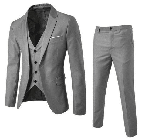 Men Blazers Set Wedding 3 Pieces Elegant 2 Suit