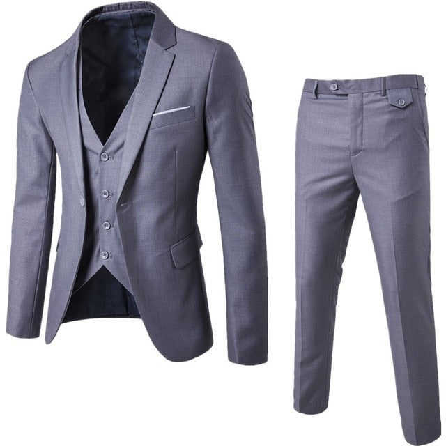 Men Blazers Set Wedding 3 Pieces Elegant 2 Suit