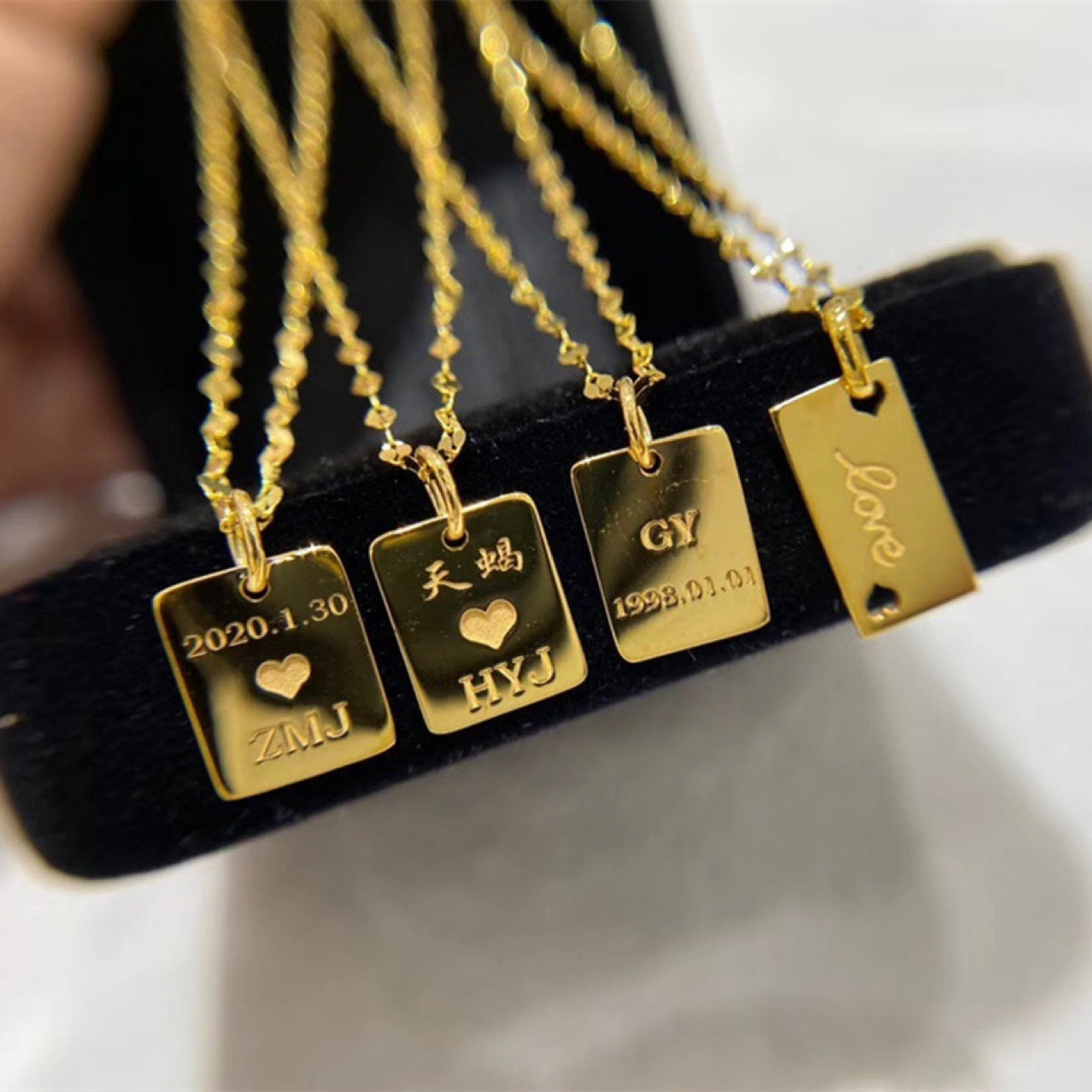 Women's Fashion Gold Square Pendant Necklace