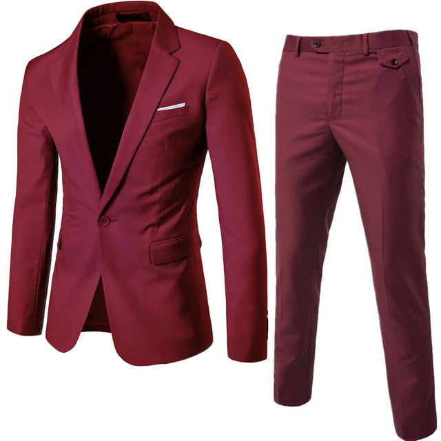 Men Blazers Set Wedding 3 Pieces Elegant 2 Suit