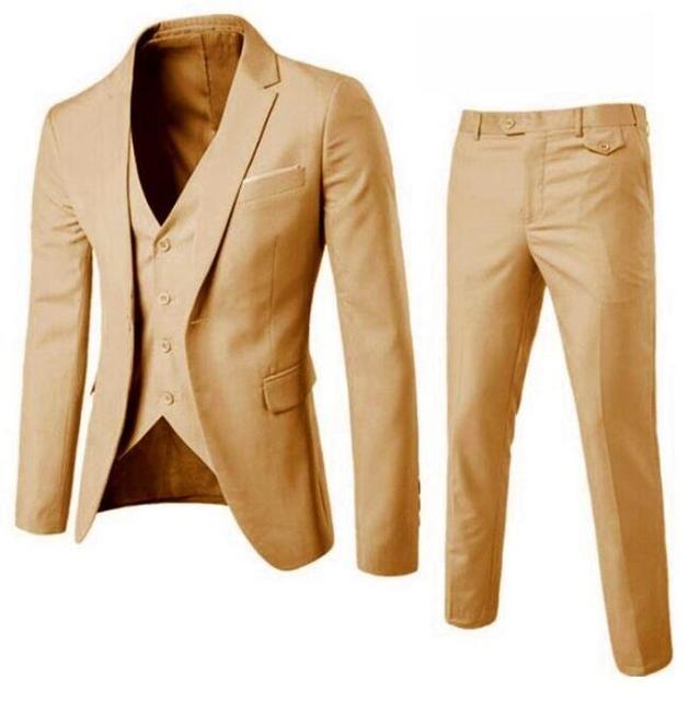 Men Blazers Set Wedding 3 Pieces Elegant 2 Suit