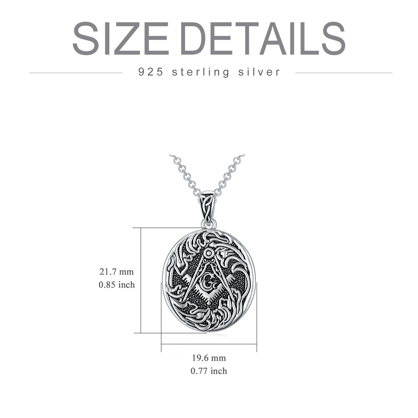 Masonic Gifts for Men 925 Sterling Silver Masonic Freemason Necklace Masons Pendant Jewelry for Men Boys