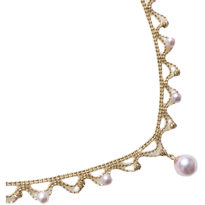 Aurora Japanese 18k Gold Lace Pearl Necklace