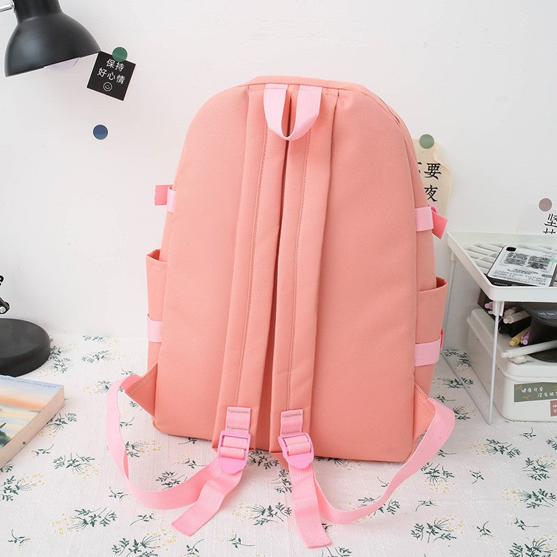 Four-piece Large-capacity Nylon Backpack For Junior High School Students