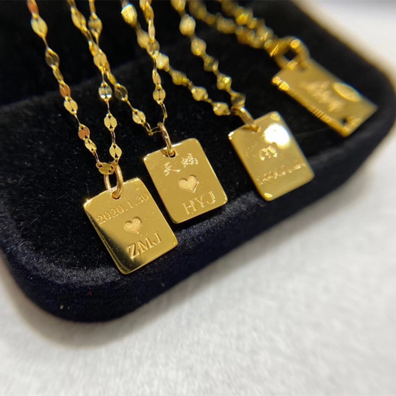 Women's Fashion Gold Square Pendant Necklace