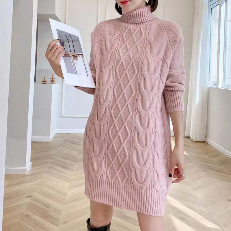 Women Winter Knitted Dress Long Sweater Blouse