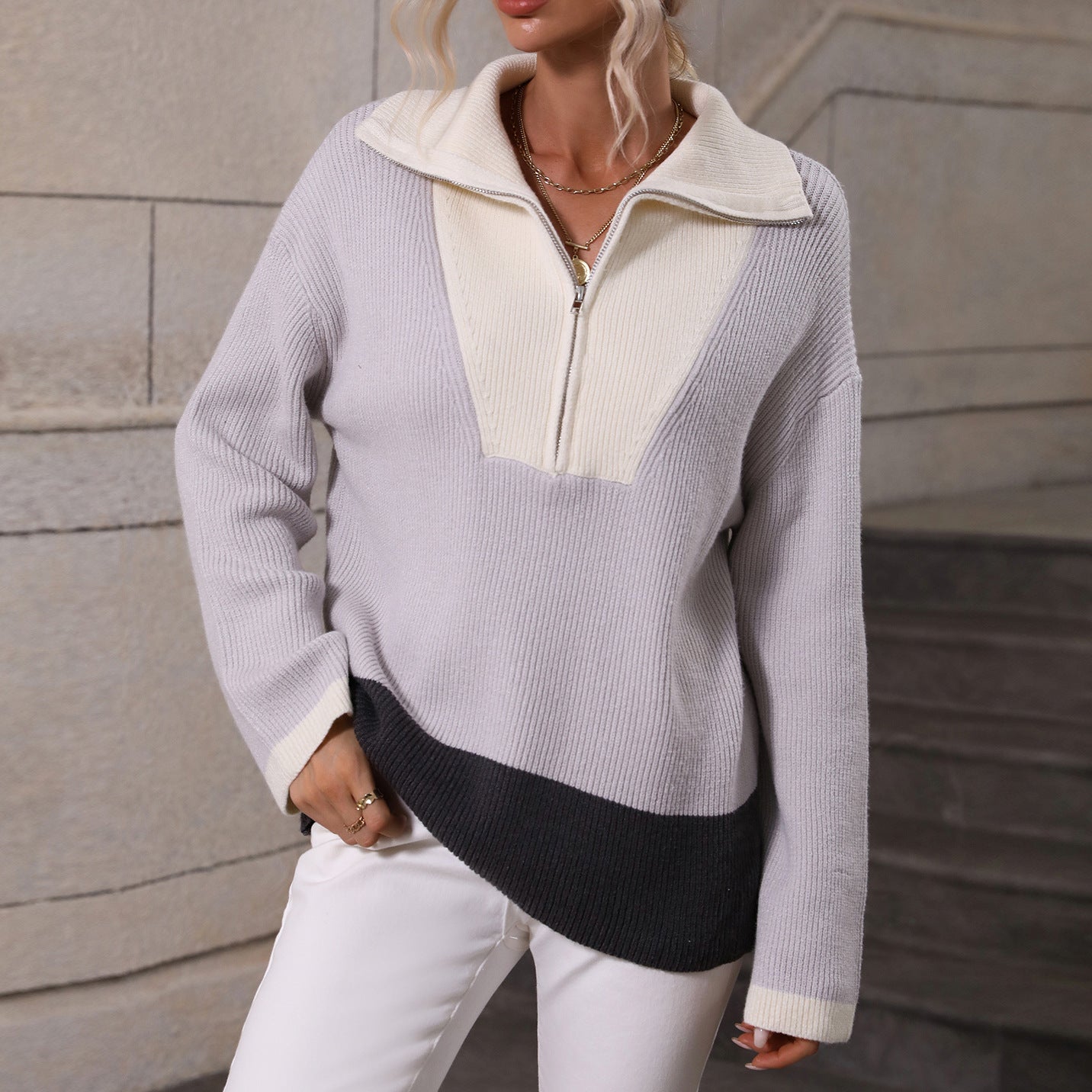 European And American Comfortable Zipper Pullover Women