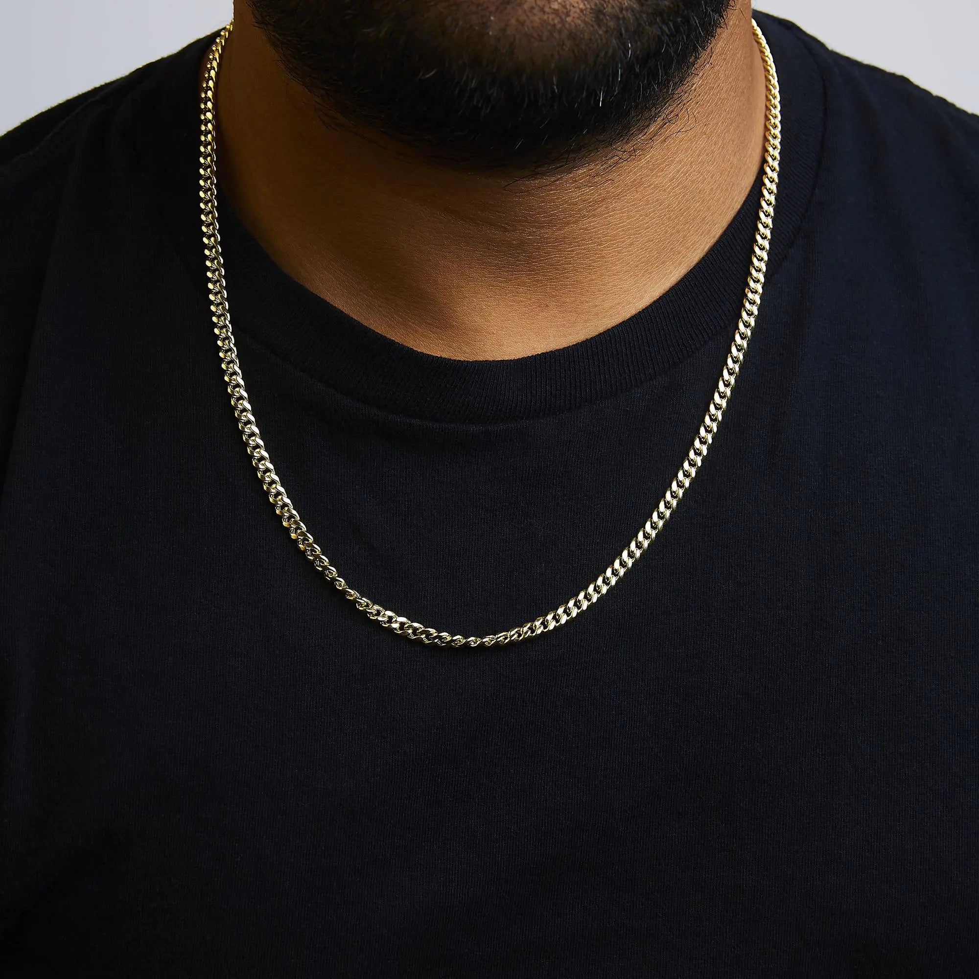 Semi-Solid 14K Yellow Gold 4.5mm Miami Cuban Chain Necklace - Unisex Chain